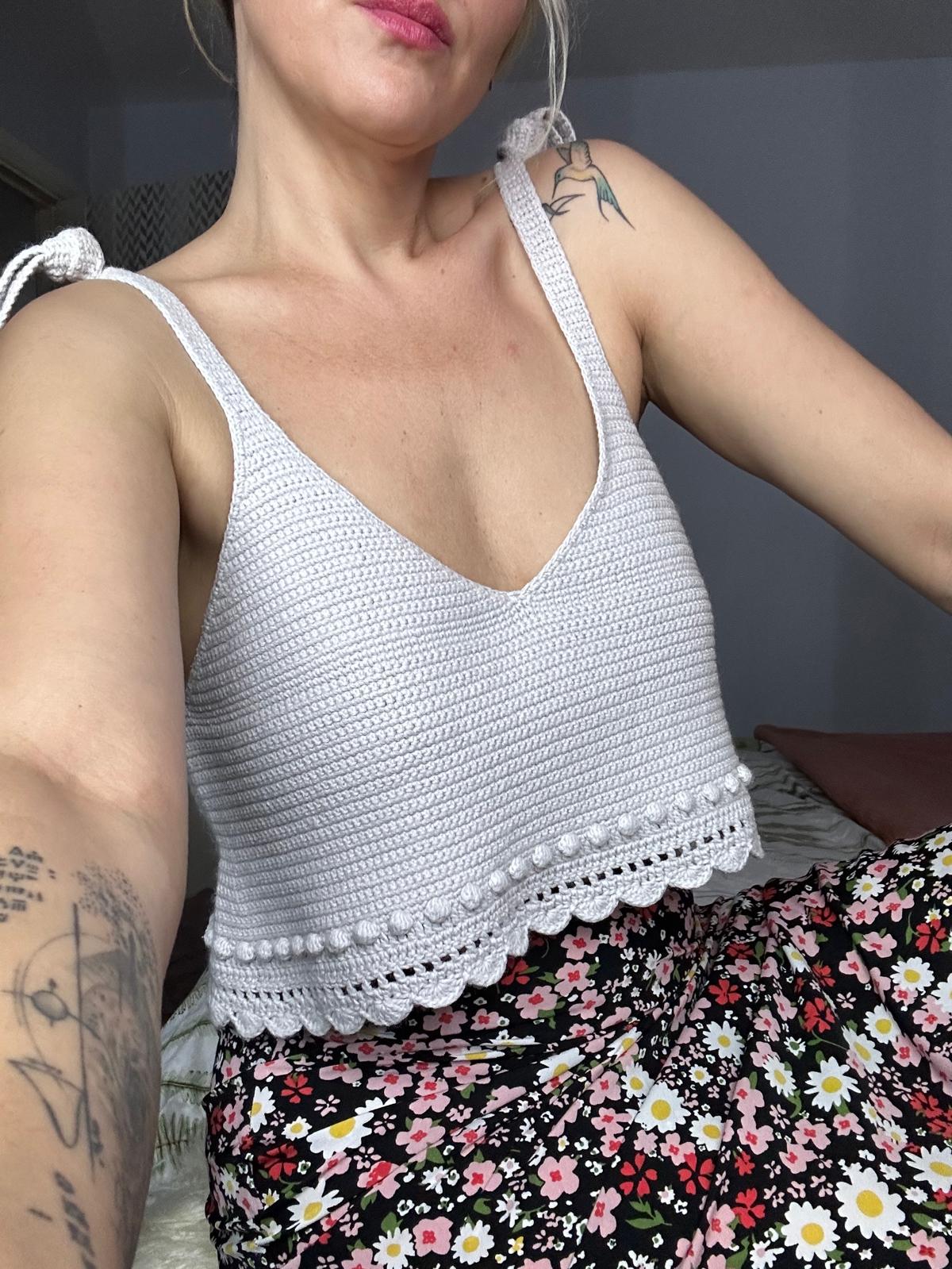 By Kaminski Scallop Crop Top — 10% Cashmere, 90% Organic Cotton — Handmade