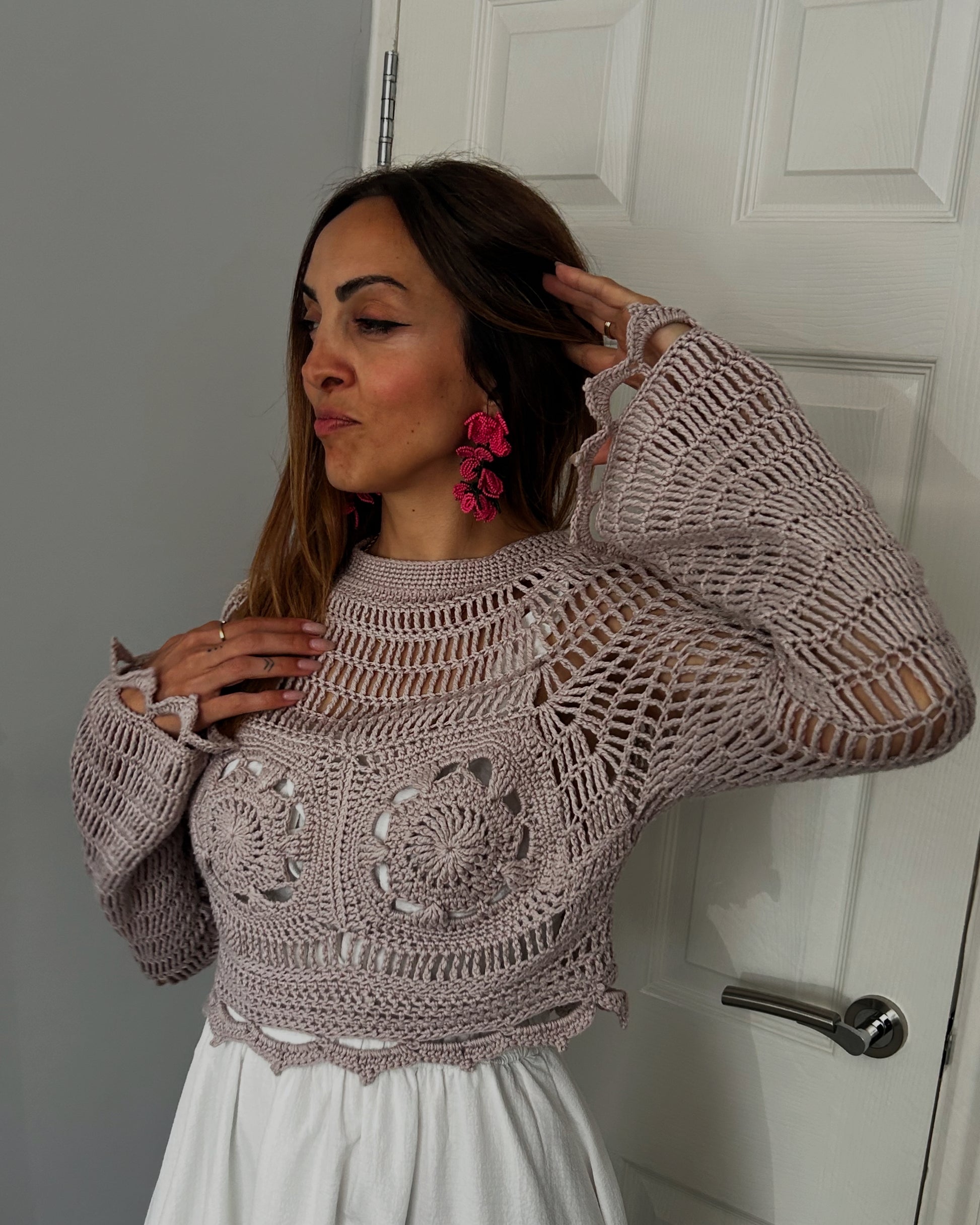 Handmade Luna Crop Top Earth Beige